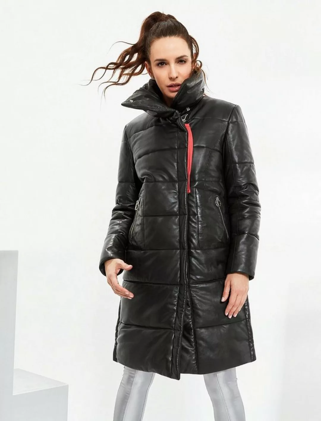 Jilani Lederjacke Sorel Echtleder Damen Ledermantel Steppmantel Lammnappa s günstig online kaufen