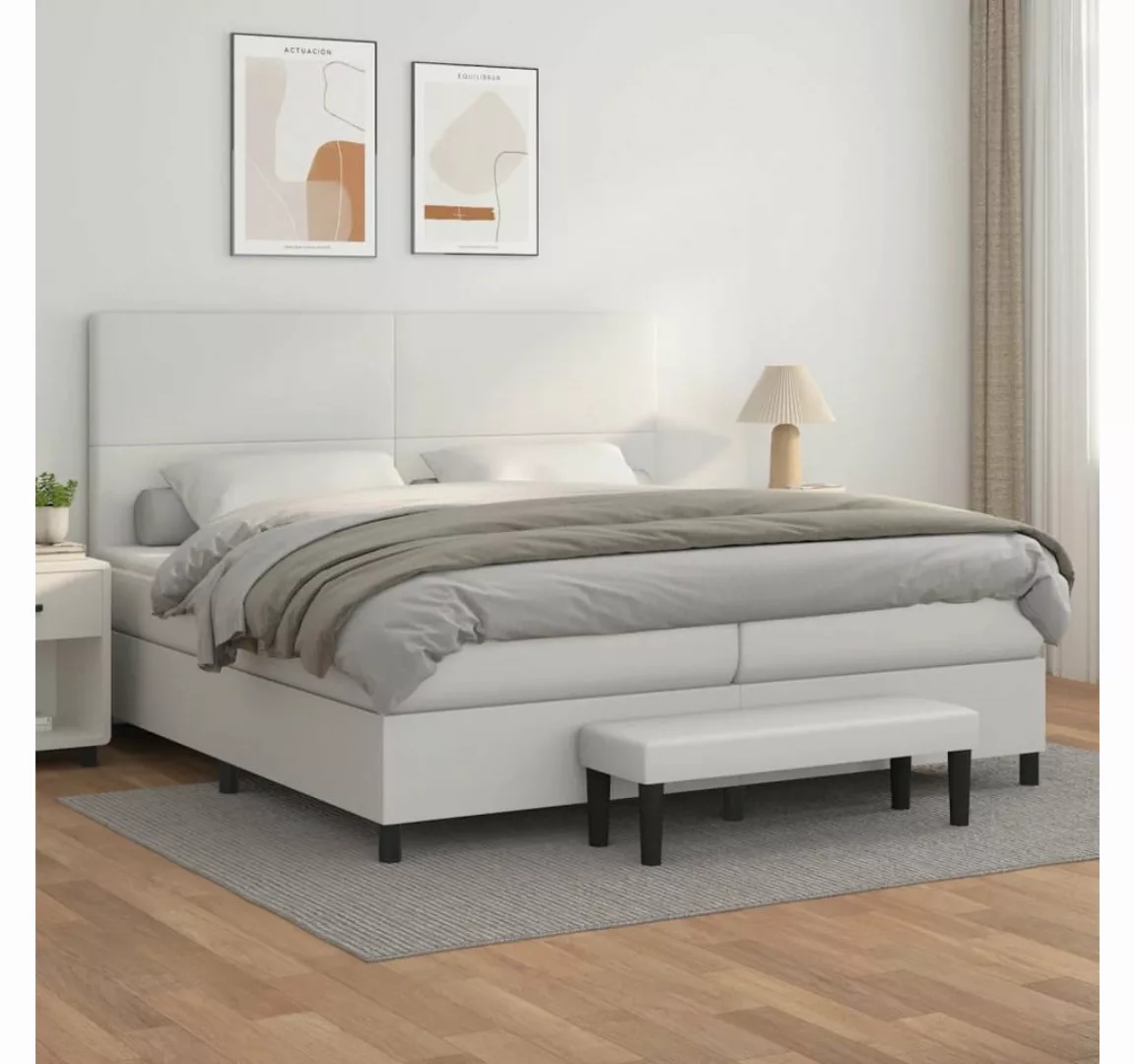 vidaXL Boxspringbett Boxspringbett mit Matratze und Fusshocker Kunstleder ( günstig online kaufen