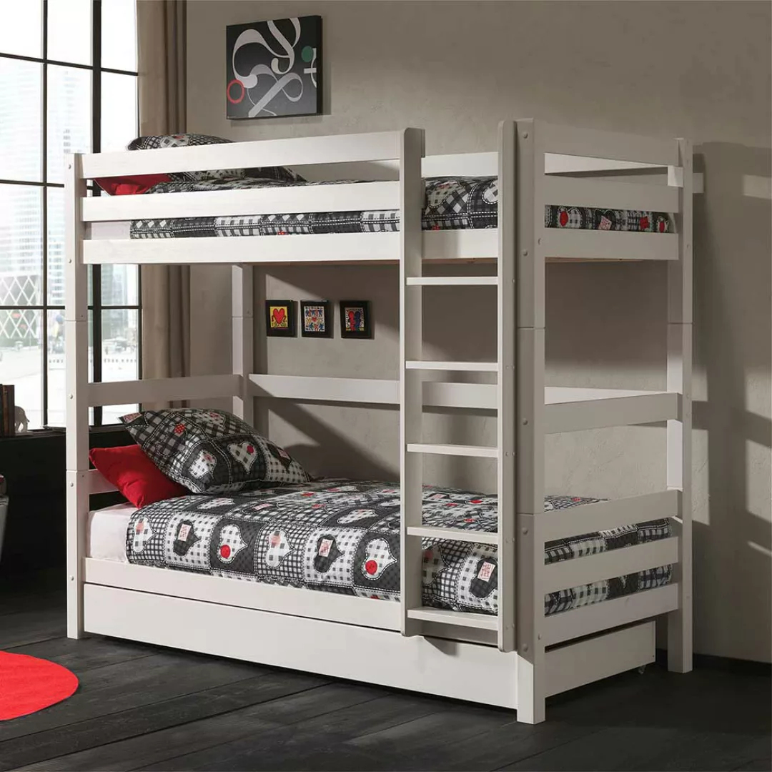 Kinderzimmer Bett aus Kiefer Massivholz lackiert einem Ausziehbett günstig online kaufen