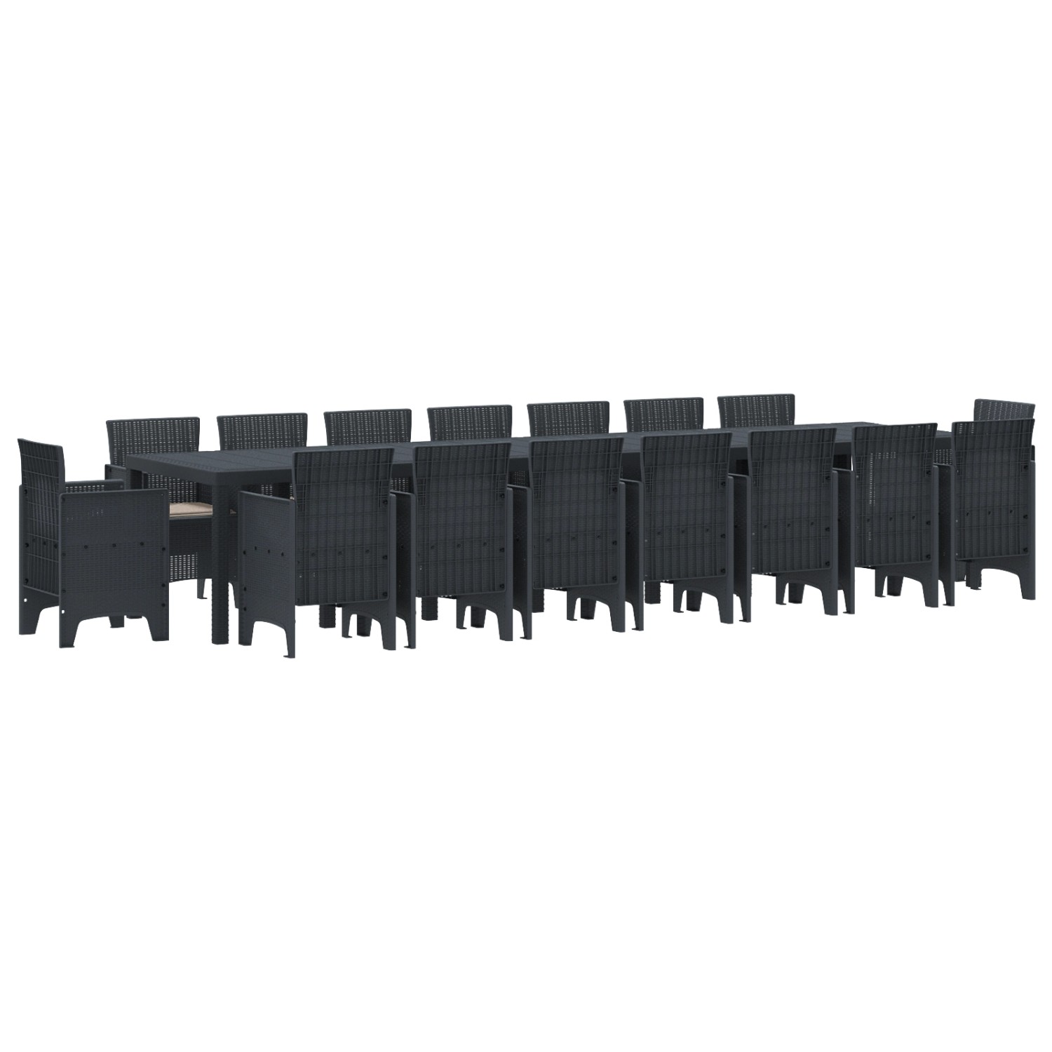 vidaXL 17-Teilige Garten-Essgruppe mit Kissen Anthrazit Poly-Rattan 3378653 günstig online kaufen