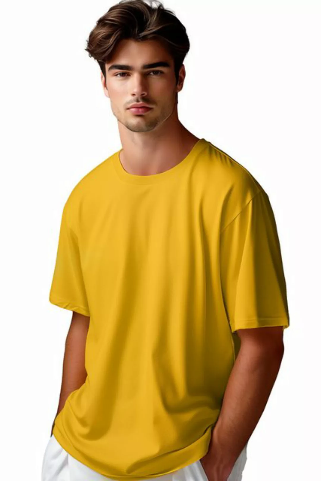 Reichstadt Oversize-Shirt Casual T-Shirt 24RS058 Yellow XL in kräftigen Far günstig online kaufen