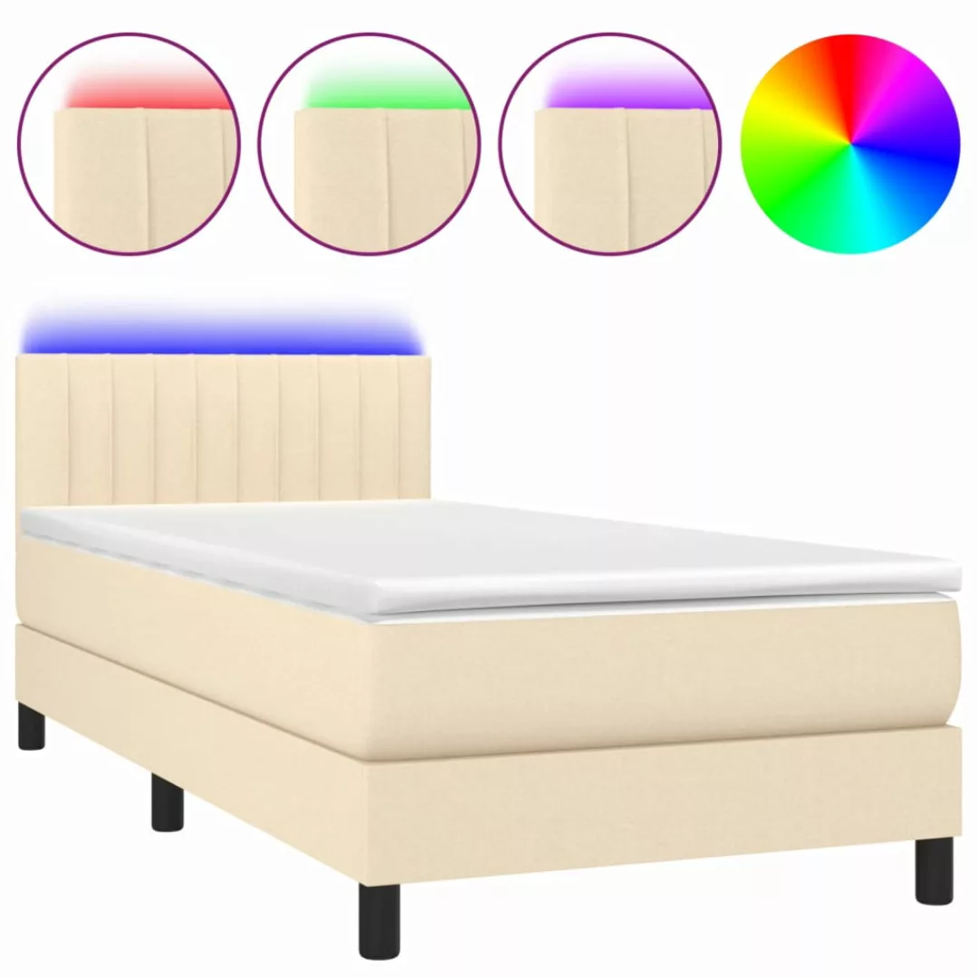 vidaXL Boxspringbett Boxspringbett mit Matratze LED Creme 80x200 cm Stoff B günstig online kaufen