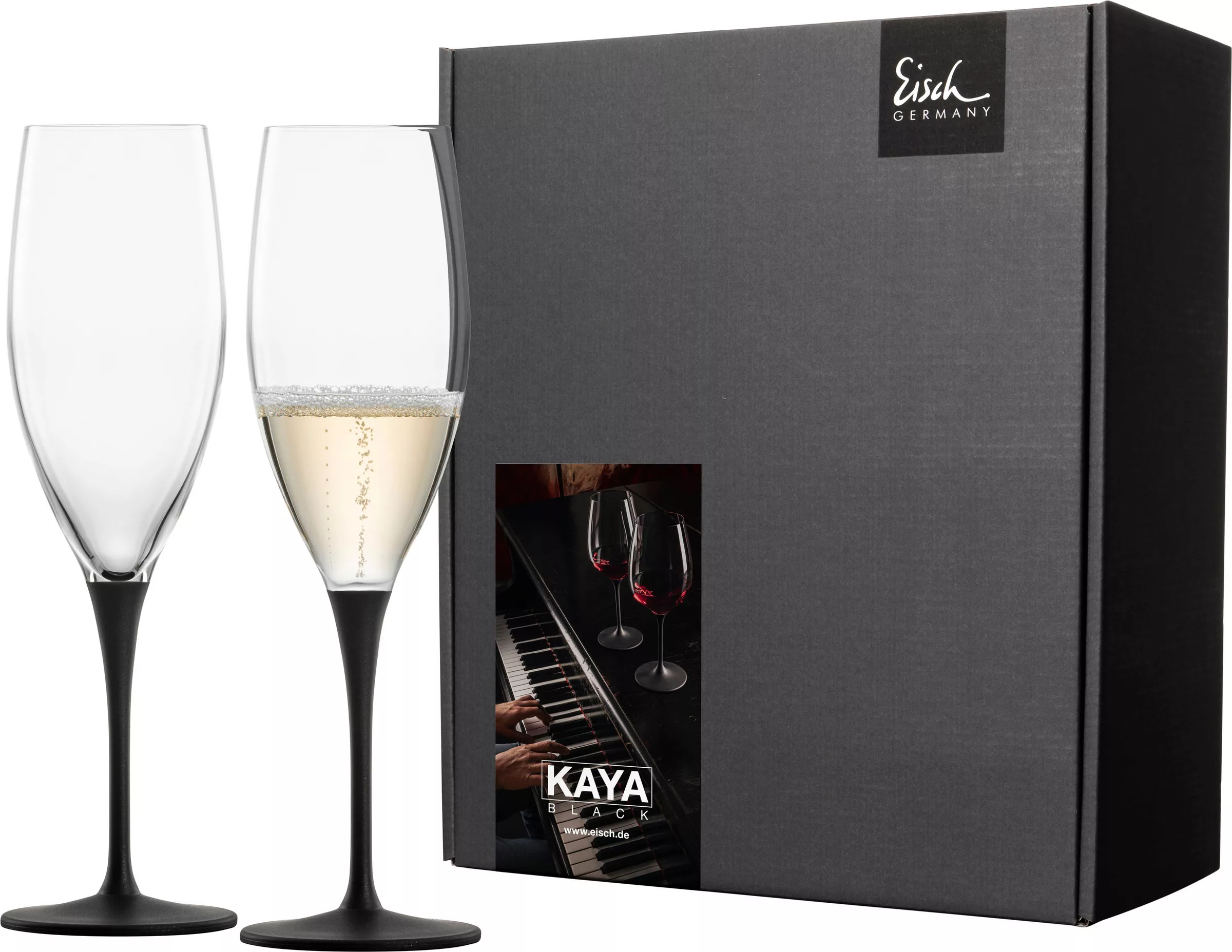Eisch Germany Champagnerglas »KAYA BLACK«, (Set, 2 tlg., 2 Champagnergläser günstig online kaufen
