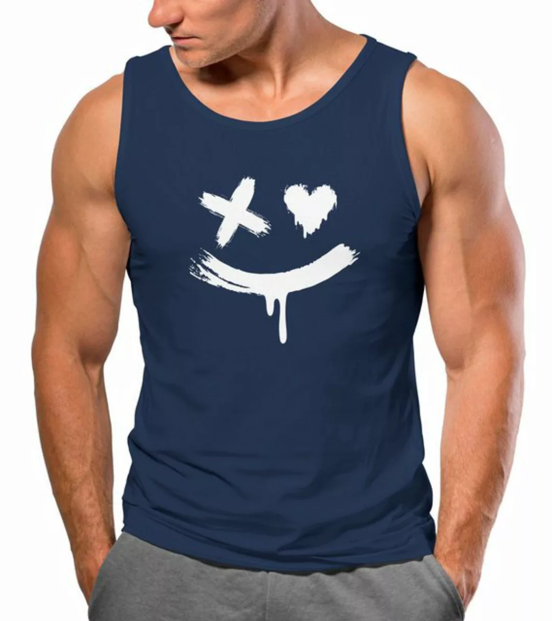 Neverless Tanktop Herren Tank-Top mit Print Aufdruck Smile Techwear Fashion günstig online kaufen