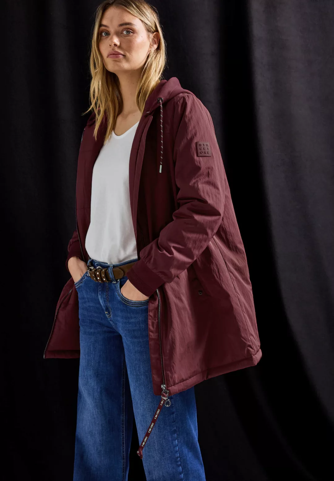STREET ONE Blouson, mit Kapuze, lang, mit abnehmbarer Kapuze mit Tunnelzug günstig online kaufen