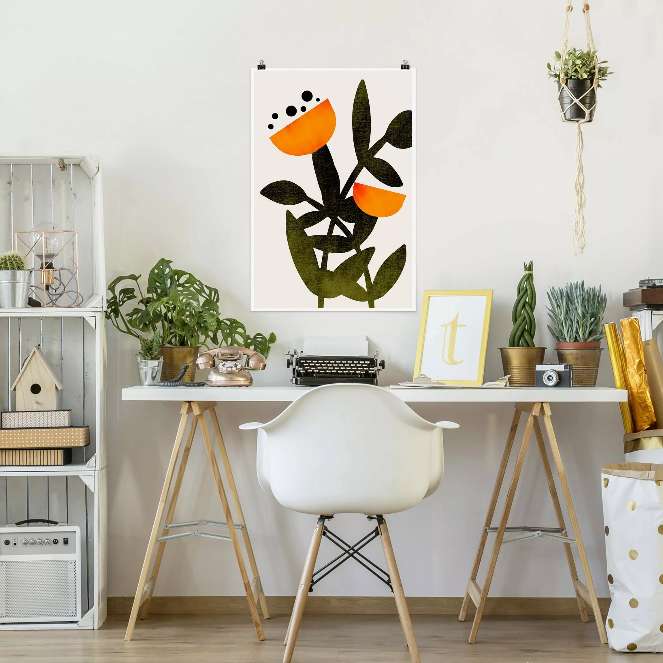 Poster Blüten in Orange günstig online kaufen