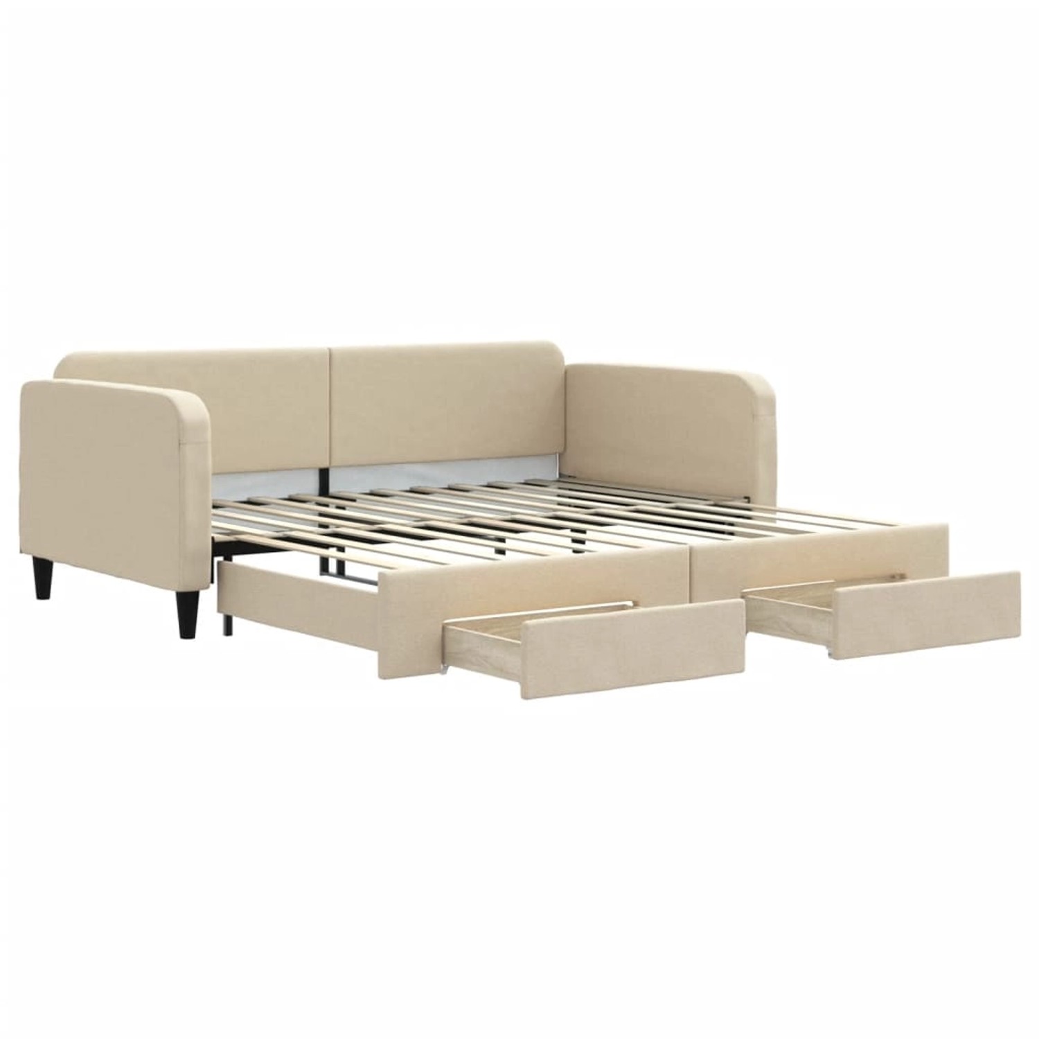 vidaXL Tagesbett Ausziehbar mit Schubladen Creme 100x200 cm Stoff1909288 günstig online kaufen