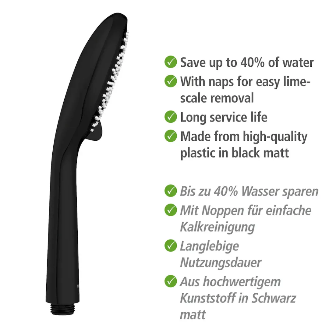 WENKO Stangenbrause-Set "Watersaving", Schwarz, Länge Stange: 70 cm günstig online kaufen