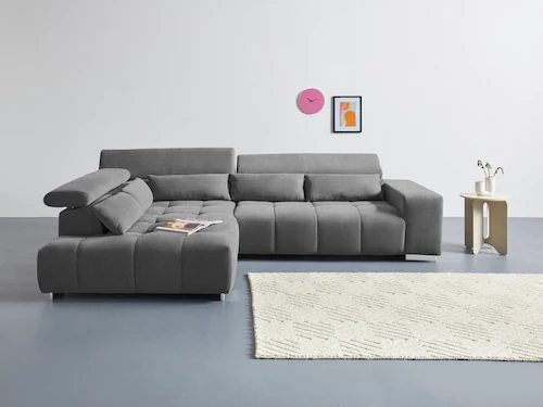 COTTA Ecksofa "Orion L-Form", mit Kopfteilverstellung & 5 Nierenkissen günstig online kaufen