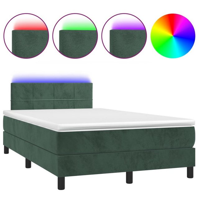 vidaXL Boxspringbett Boxspringbett mit Matratze LED Dunkelgrün 120x200 cm S günstig online kaufen