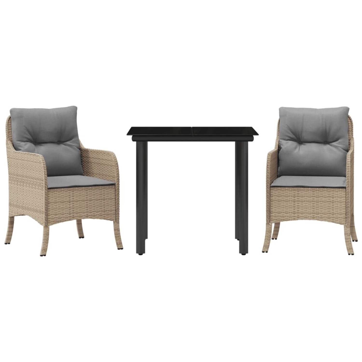 vidaXL 3-Tlg Garten-Essgruppe mit Kissen Beige Poly Rattan 3211983 günstig online kaufen