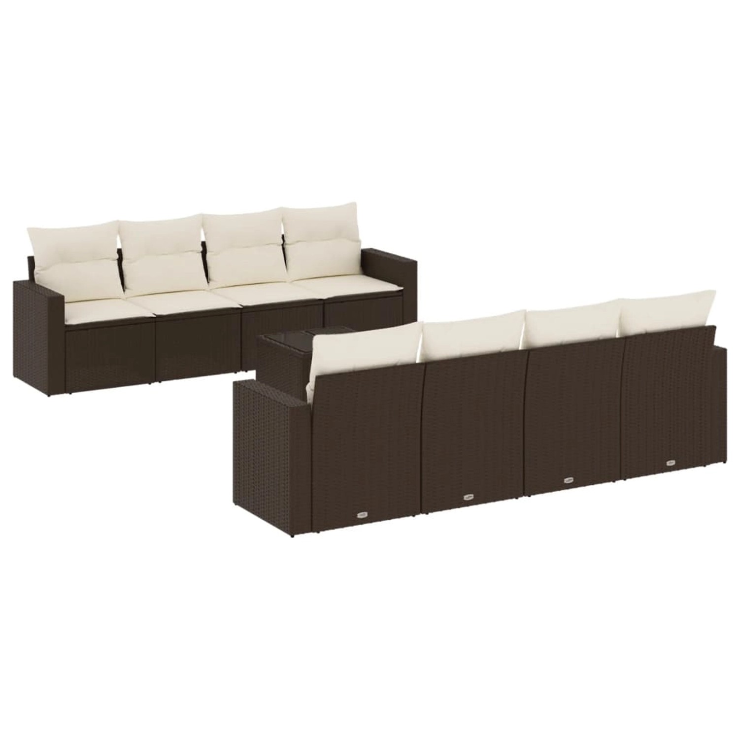 vidaXL 9-Tlg Garten-Sofagarnitur mit Kissen Braun Poly Rattan 3218743 günstig online kaufen