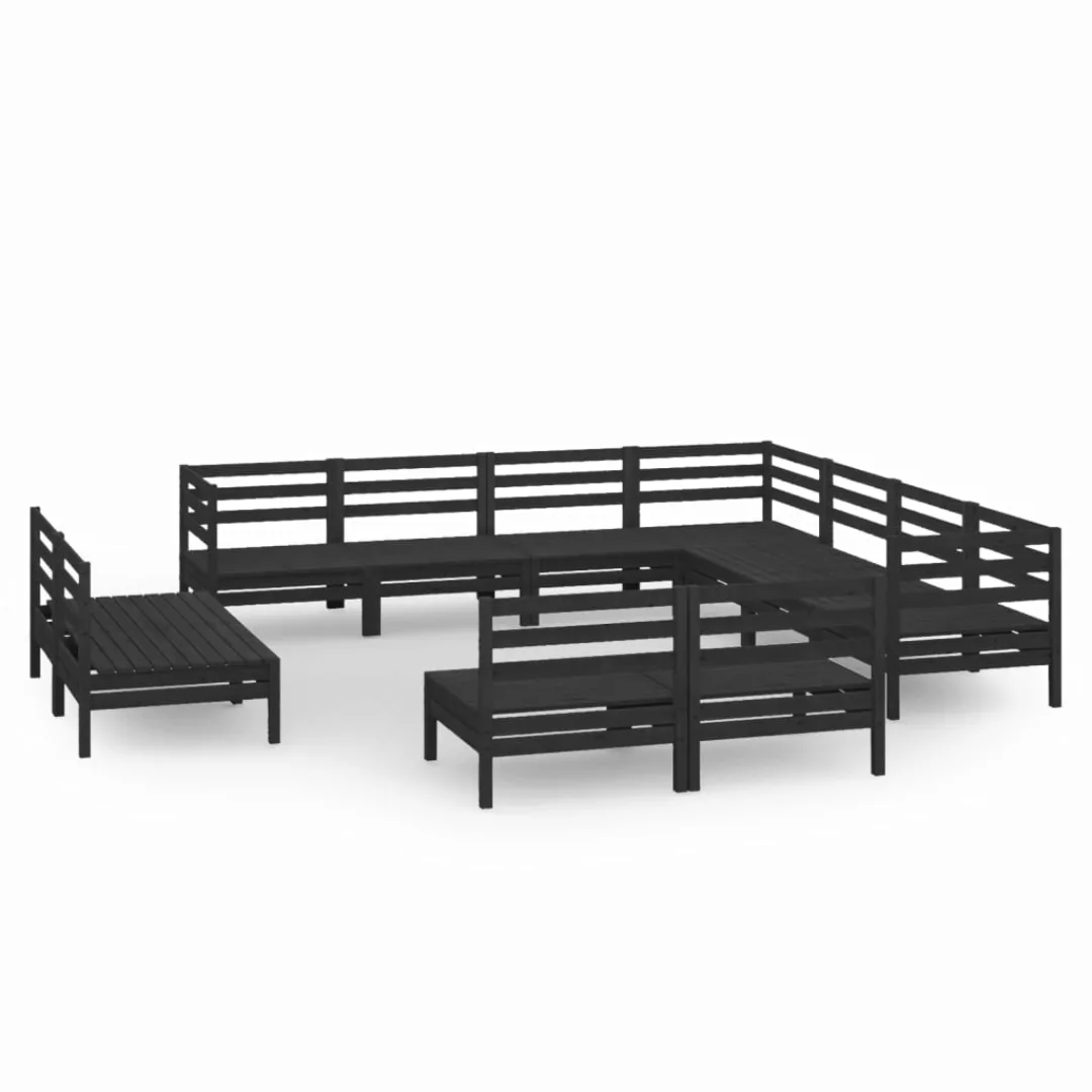 11-tlg. Garten-lounge-set Massivholz Kiefer Schwarz günstig online kaufen