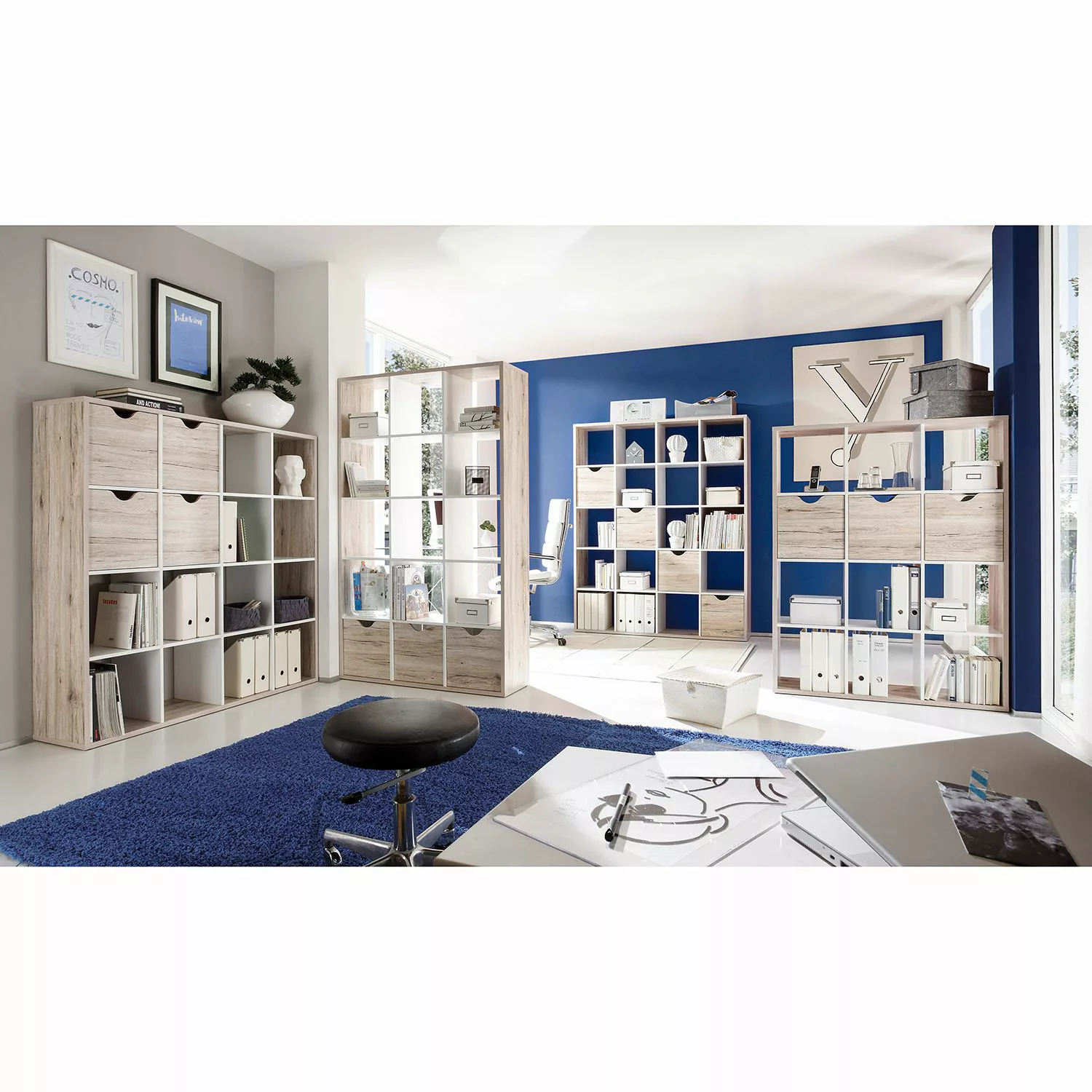 home24 Roomscape Raumteiler Annecy Spanplatte Sandeiche/Weiß 145x181x34 cm günstig online kaufen
