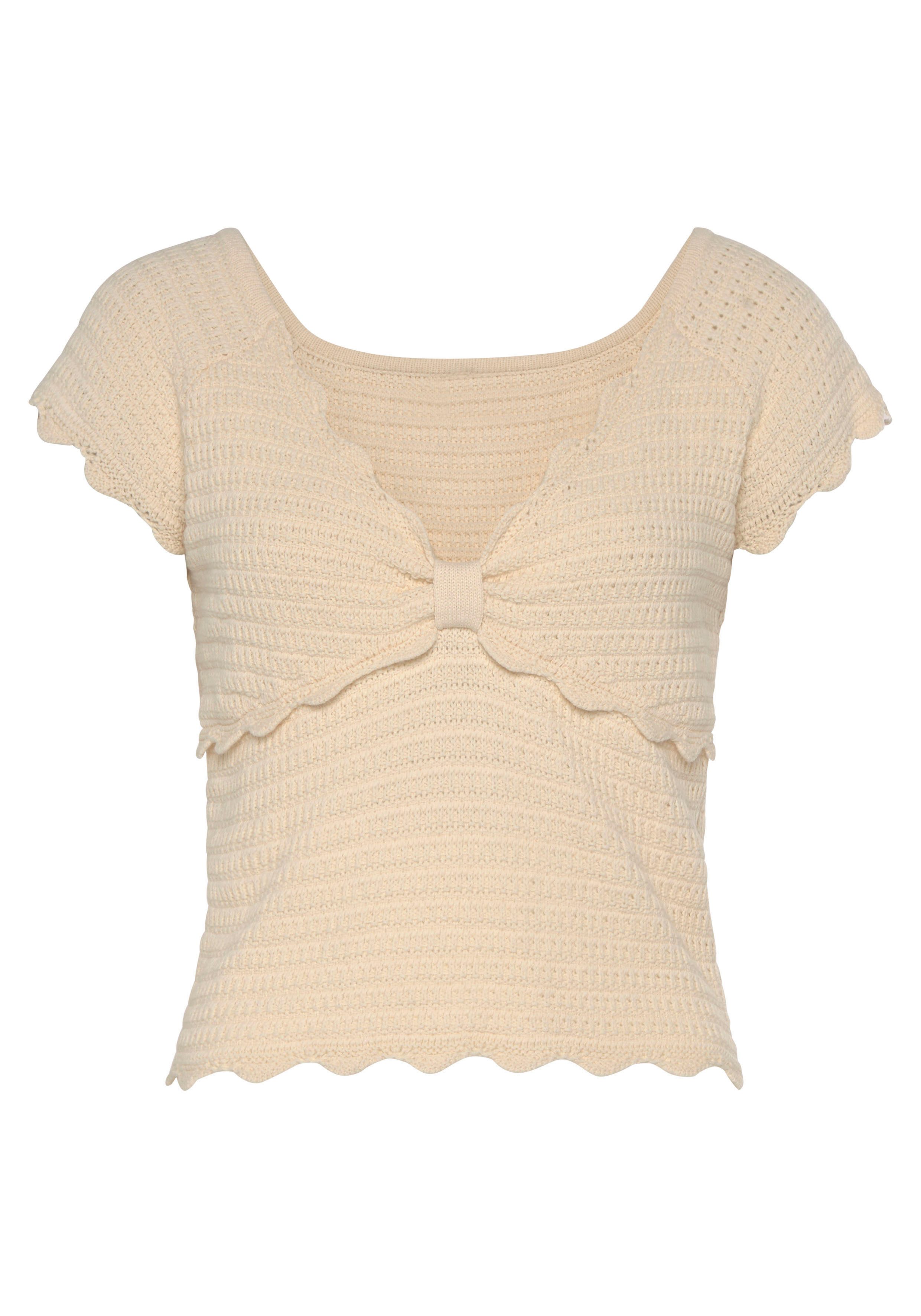 Vivance Kurzarmpullover mit modischer Wellenkante, T-Shirt günstig online kaufen