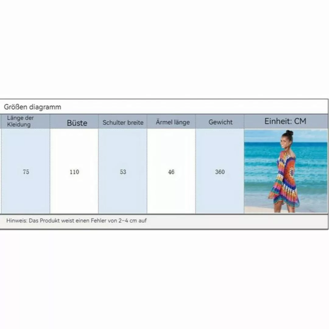 AUKUU Strandkleid Strandbikiniabdeckungskleid, gehäkeltes Regenbogenlangarm günstig online kaufen