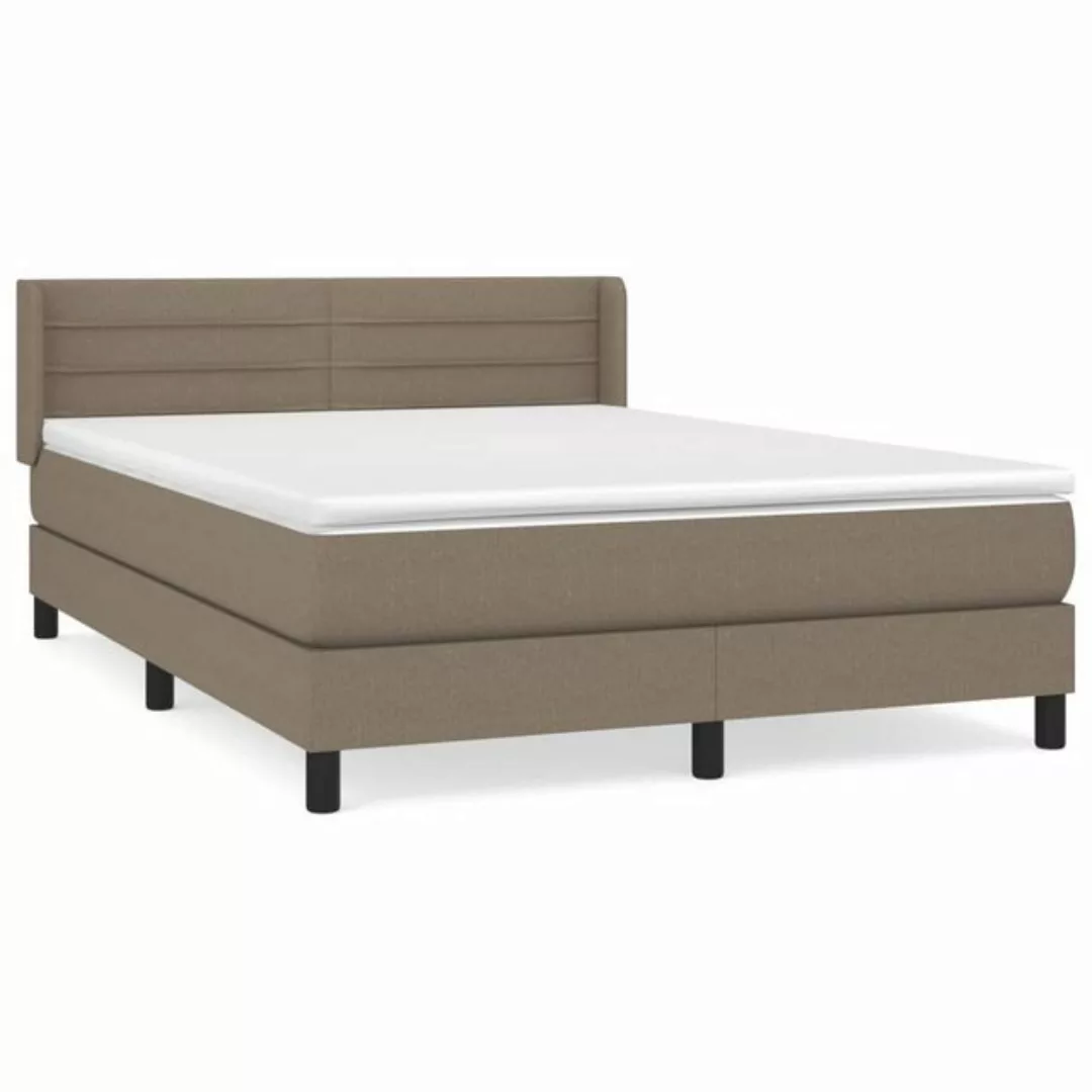 vidaXL Boxspringbett Boxspringbett mit Matratze Taupe 140x200 cm Stoff Bett günstig online kaufen