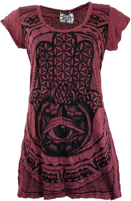 Guru-Shop T-Shirt Sure Long Shirt, Minikleid Fatimas Hand -.. Festival, Goa günstig online kaufen