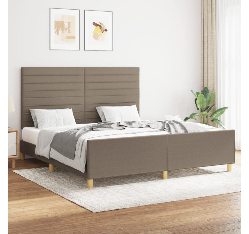 vidaXL Bettgestell Bettrahmen mit Kopfteil Taupe 160x200 cm Stoff Bett Bett günstig online kaufen