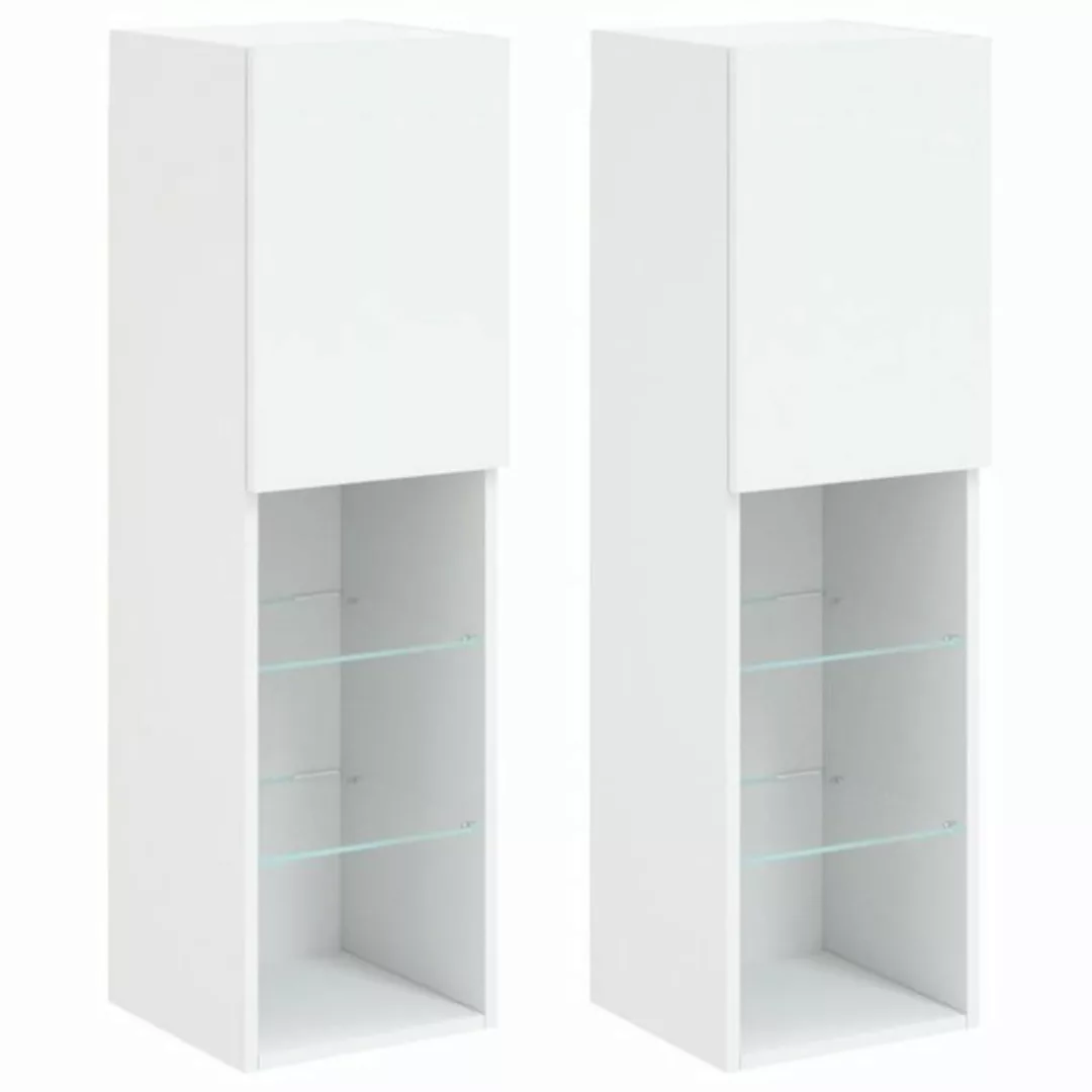 vidaXL TV-Schrank TV-Schränke mit LED-Leuchten 2 Stk Weiß 30,5x30x102 cm günstig online kaufen