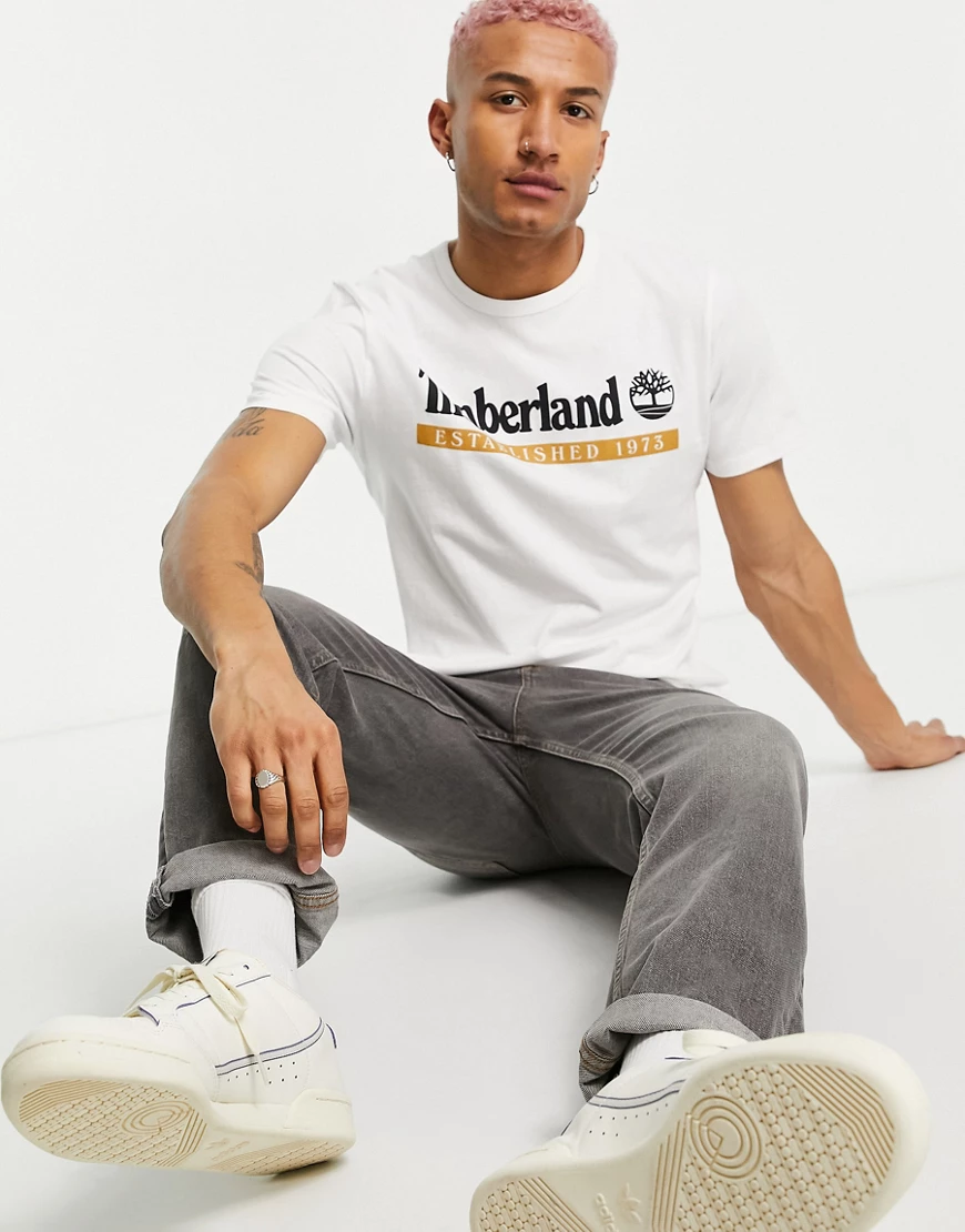 Timberland – Established 1973 – T-Shirt in Weiß günstig online kaufen