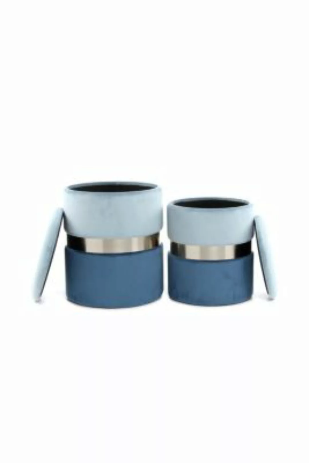 Kayoom Sitzhocker Hocker Zora 125 2-er Set Hellblau / Silber / Blau hellbla günstig online kaufen