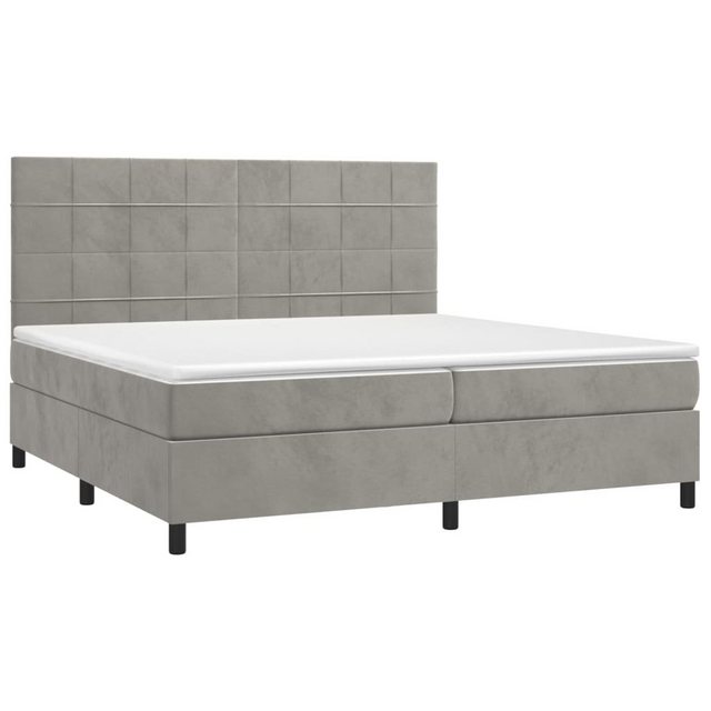 furnicato Bett Boxspringbett mit Matratze Hellgrau 200x200 cm Samt (1-tlg) günstig online kaufen