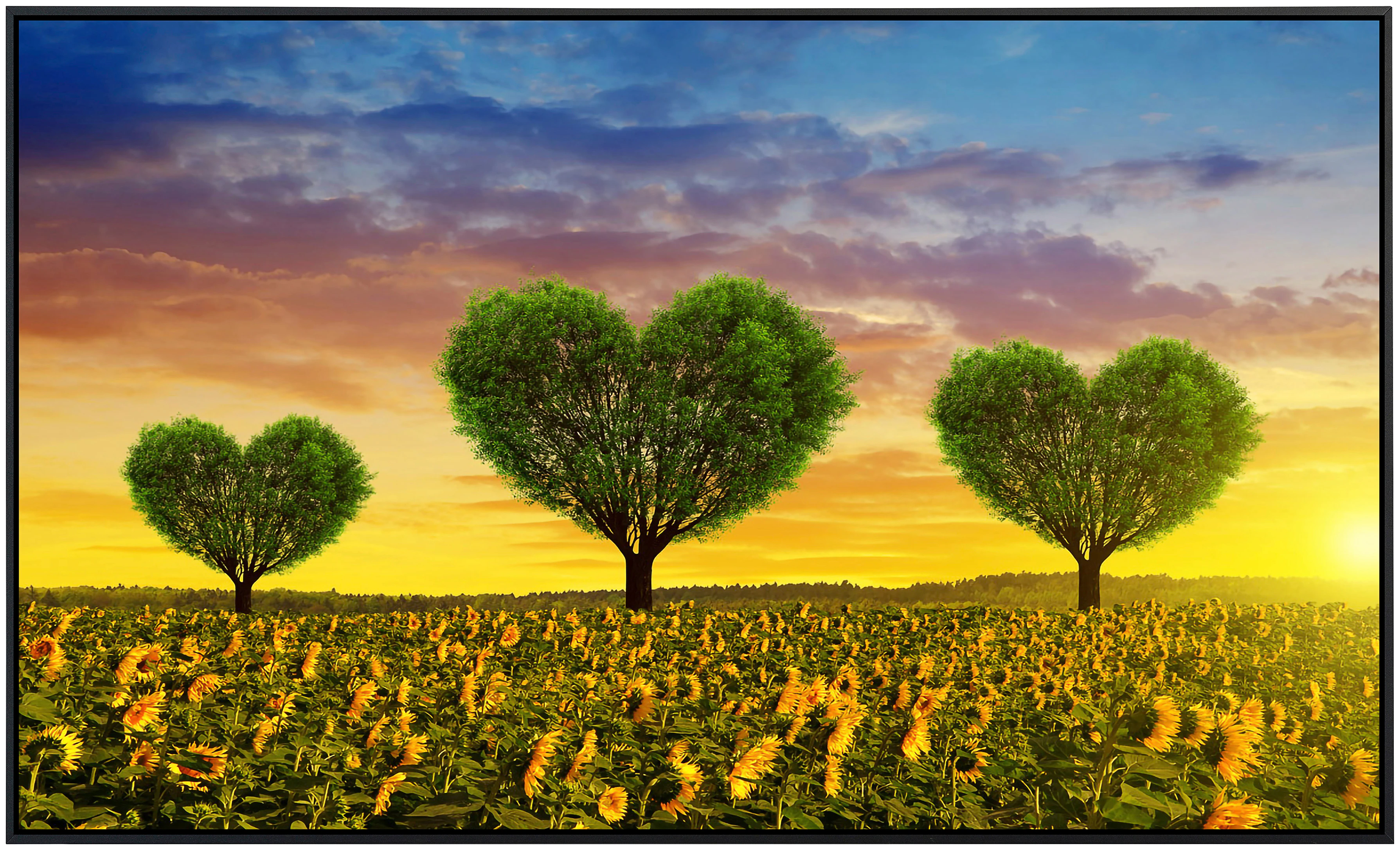 Papermoon Infrarotheizung »Blumenwiese mit Herzbäumen«, sehr angenehme Stra günstig online kaufen