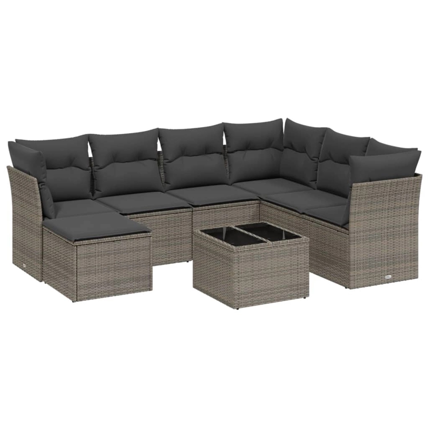 vidaXL 8-Tlg Garten-Sofagarnitur mit Kissen Grau Poly Rattan 3263226 günstig online kaufen