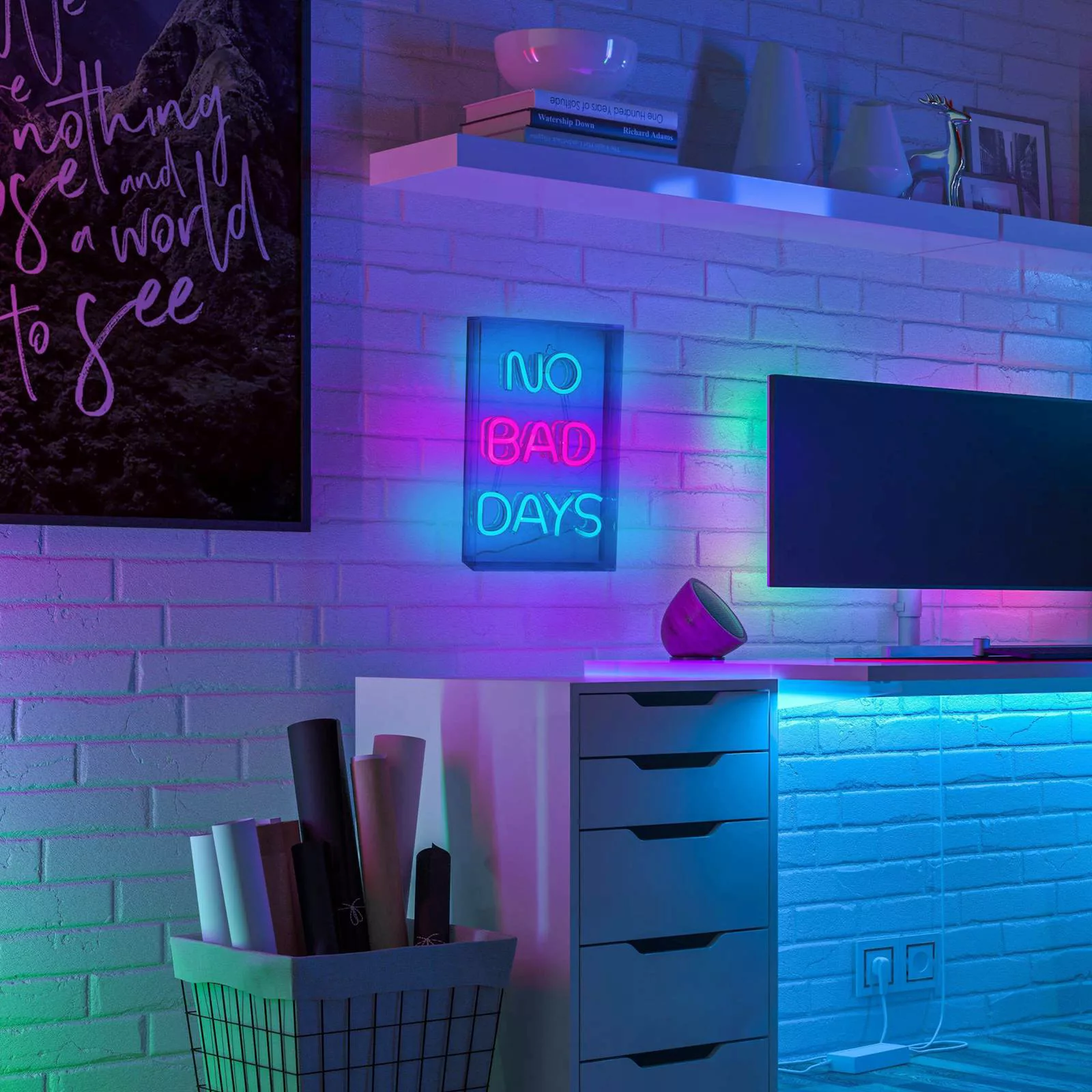 LED-Wandlampe No Bad Days, klar, 30x18 cm Kunststoff USB RGB günstig online kaufen