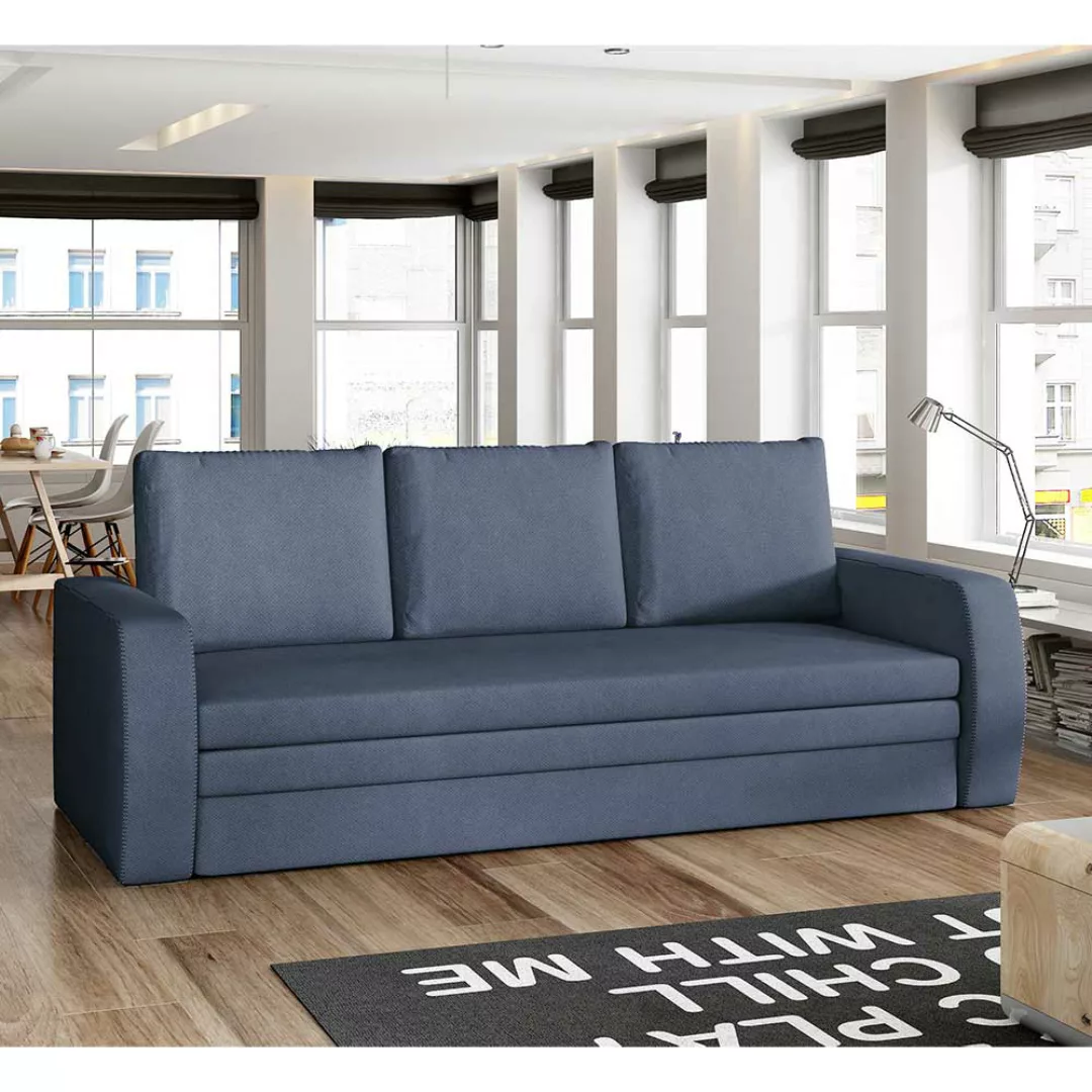 Schlafsofa Sofa in Jeansblau 220 cm breit günstig online kaufen