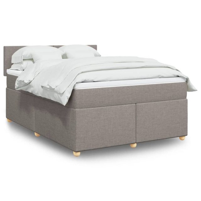 vidaXL Boxspringbett, Boxspringbett mit Matratze Taupe 140x200 cm Stoff günstig online kaufen