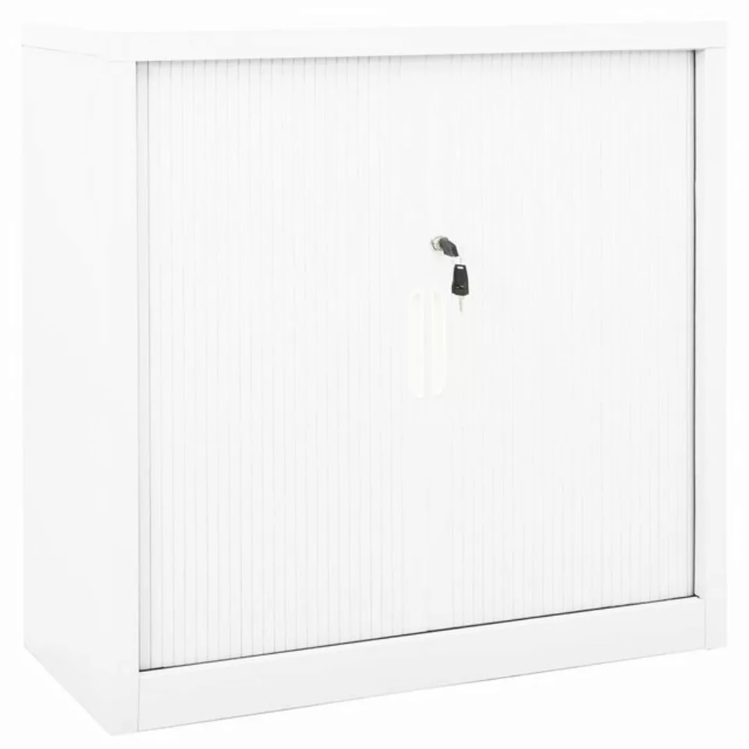 vidaXL Aktenschrank Schrank mit Schiebetür Weiß 90x40x90 cm Stahl (1-St) günstig online kaufen