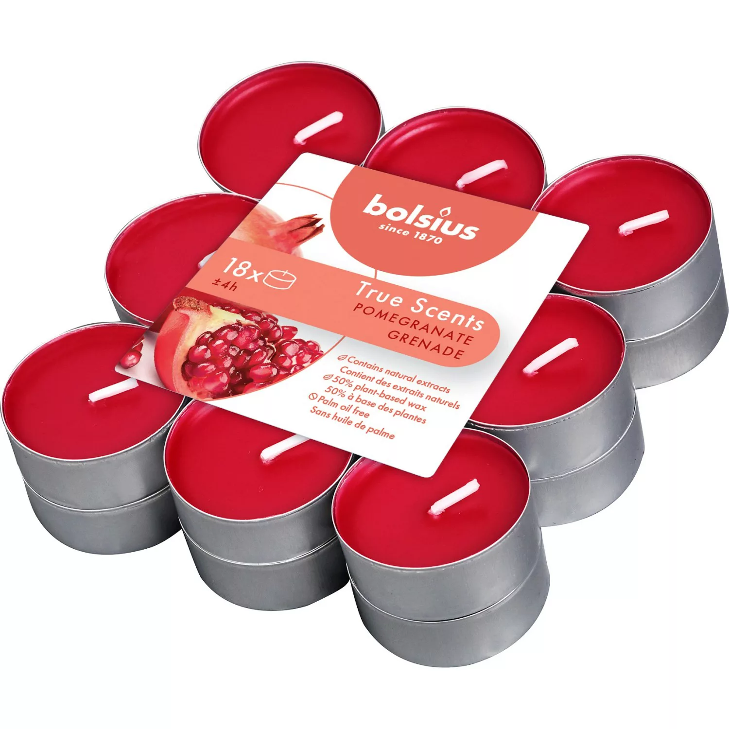 Bolsius Duftteelichter True Scents 18er-Pack Granatapfel günstig online kaufen