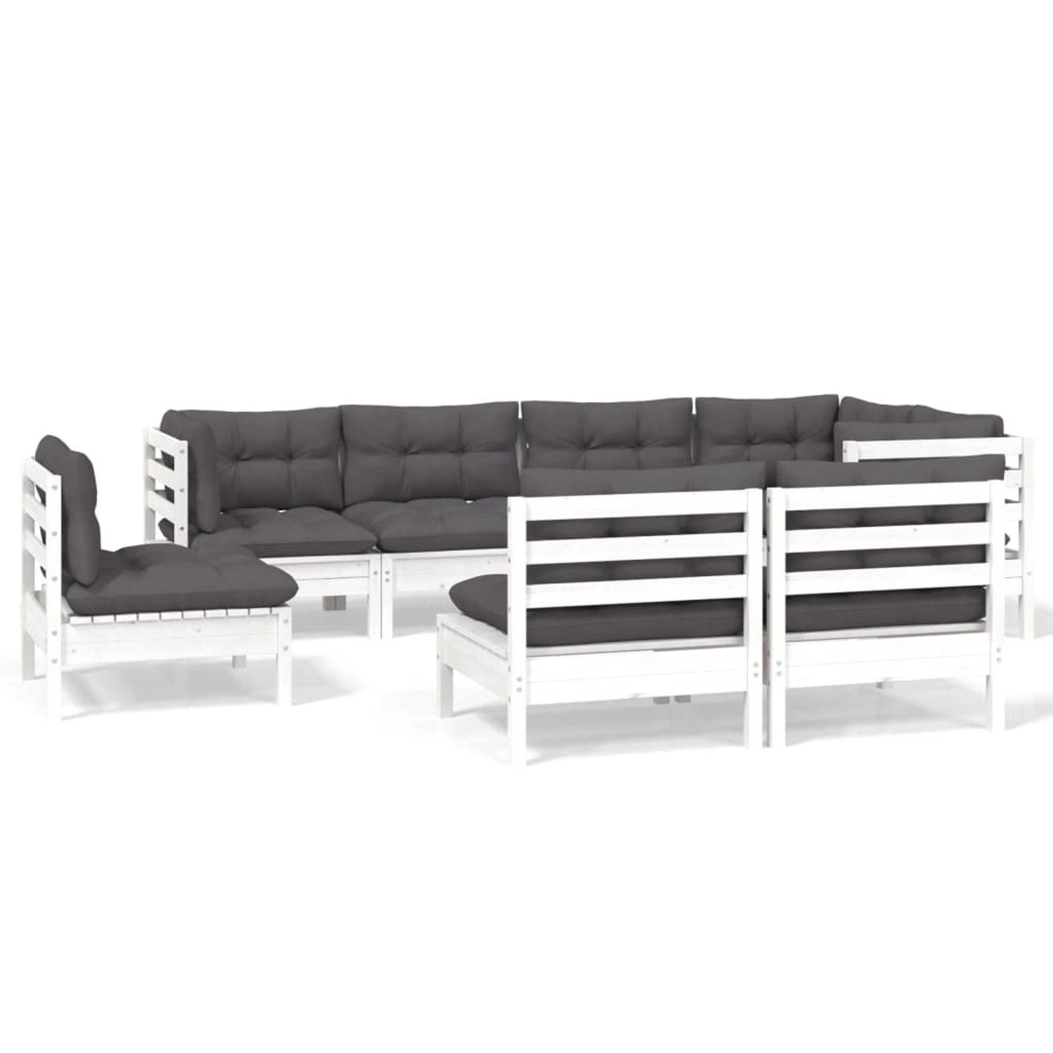 vidaXL 8-tlg Garten-Lounge-Set mit Kissen Weiß Kiefer Massivholz Modell 13 günstig online kaufen