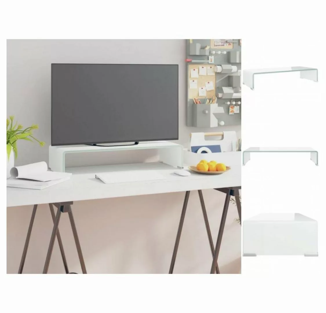 vidaXL TV-Schrank TV-Tisch Bildschirmerhöhung Glas Weiß 60x25x11 cm günstig online kaufen