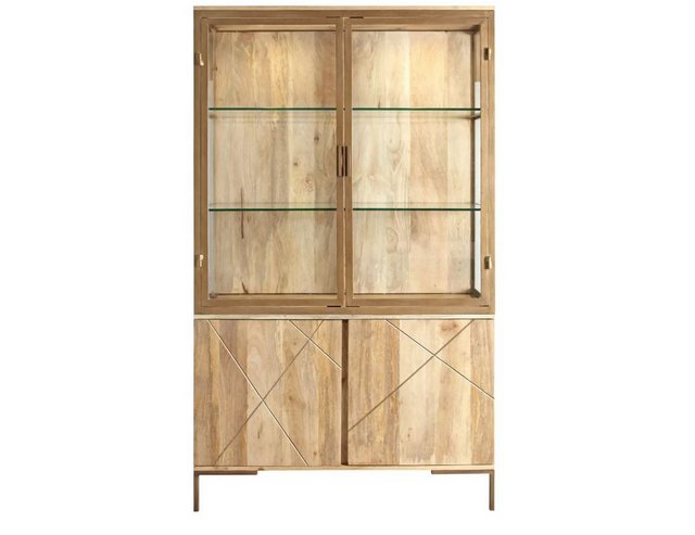 Main Möbel Vitrine Vitrinenschrank 118x197cm 'Houston' Mango natur & goldfa günstig online kaufen