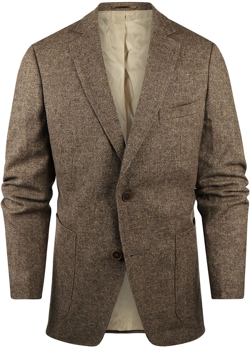 Steppin' Out Blazer Lamwolle Herringbone Braun - Größe 56 günstig online kaufen