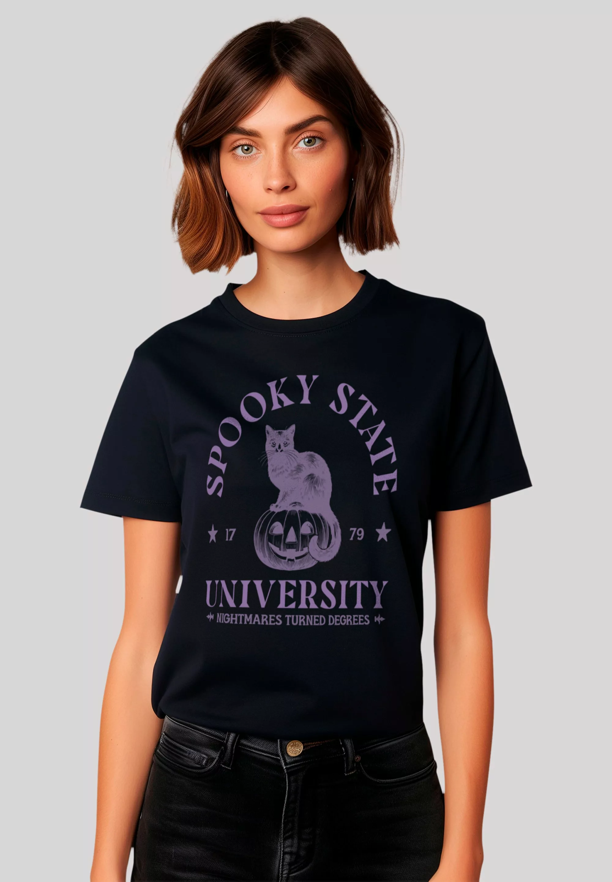 F4NT4STIC T-Shirt "Halloween University Spooky state cat", Premium Qualität günstig online kaufen