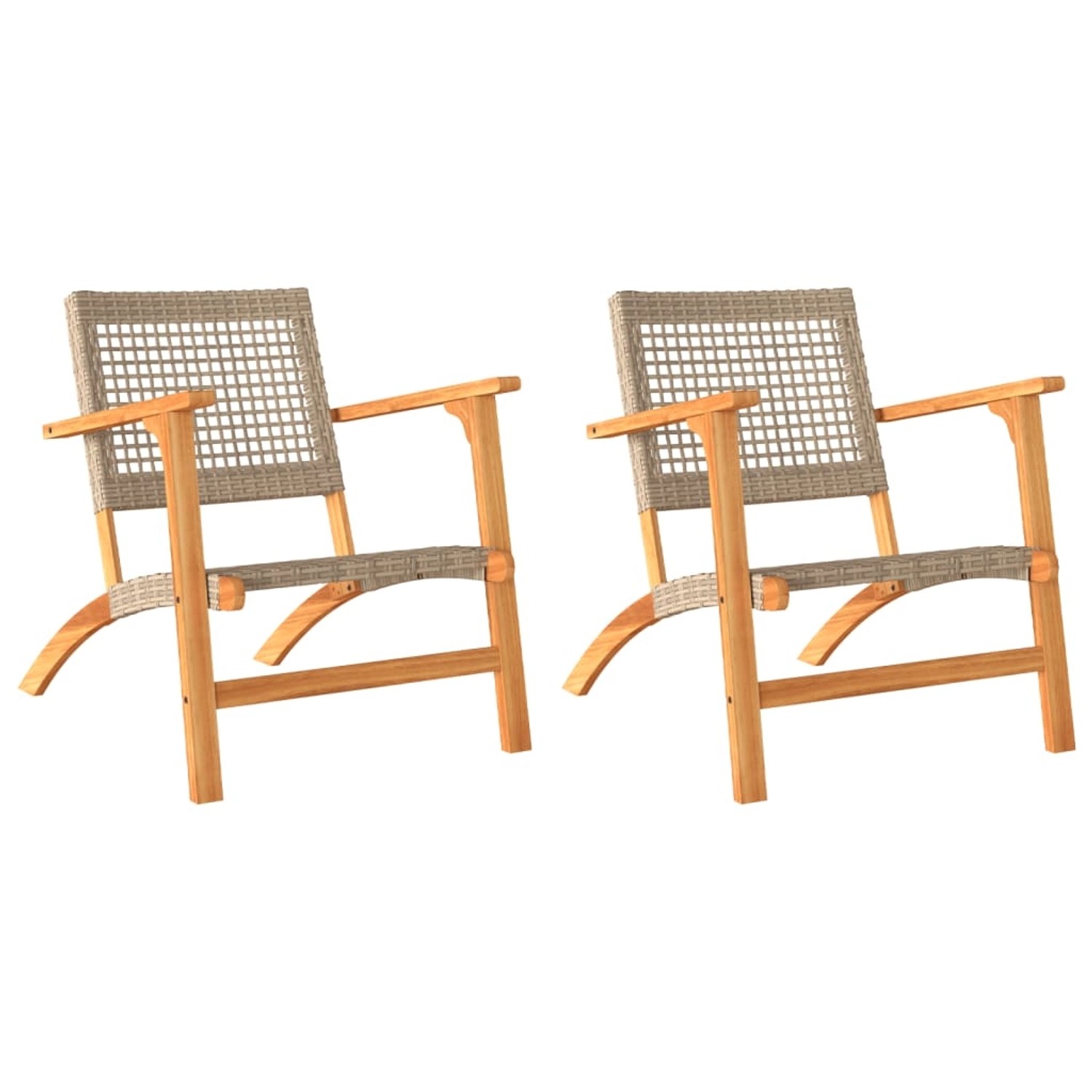 vidaXL Gartenstühle 2 Stk. Beige Poly Rattan und Akazienholz günstig online kaufen