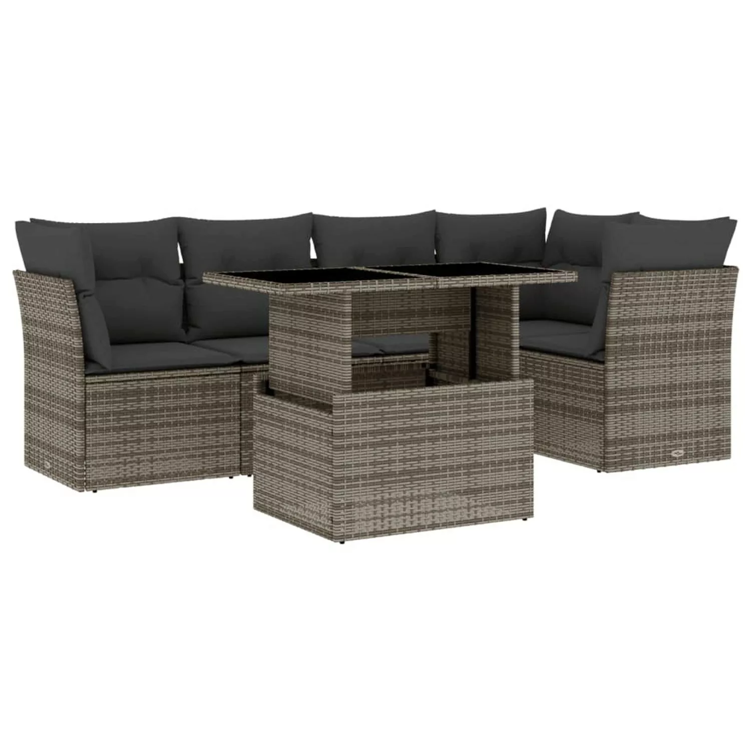 vidaXL 6-tlg Garten-Sofagarnitur mit Kissen Grau Poly Rattan Modell 177 günstig online kaufen