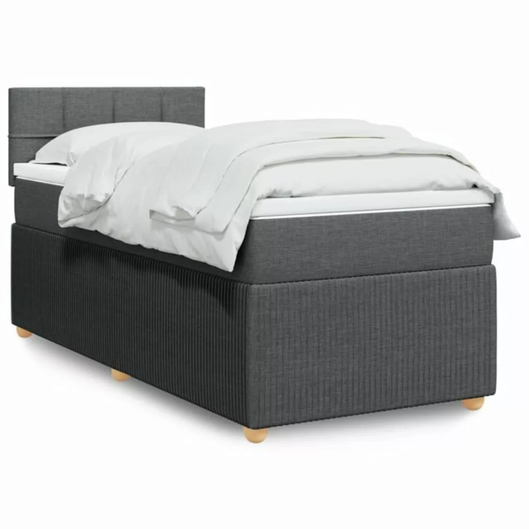 vidaXL Boxspringbett, Boxspringbett mit Matratze Dunkelgrau 80x200 cm Stoff günstig online kaufen