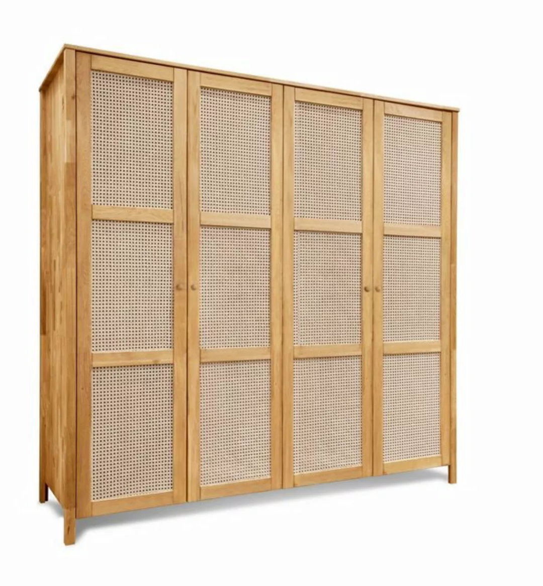 Natur24 Kleiderschrank Schrank Fani 4-Türig 205x61x202 Eiche Massiv Wiener günstig online kaufen