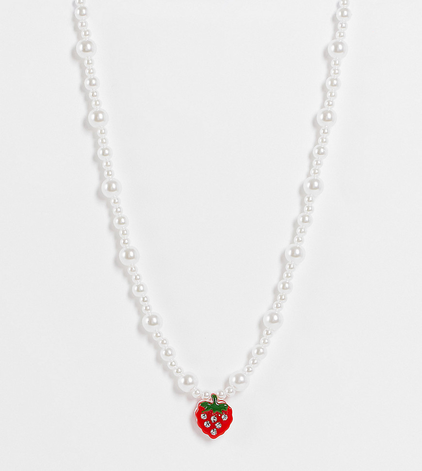 Reclaimed Vintage Inspired – Choker-Halskette aus Kunstperlen mit Erdbeer-A günstig online kaufen