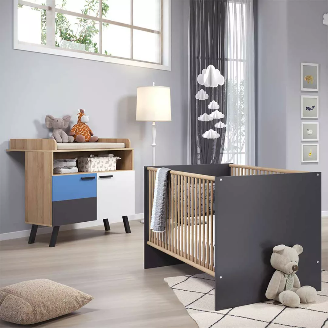 Babymöbelset Bett 70x140 cm mehrfarbig Front wechselbar (zweiteilig) günstig online kaufen