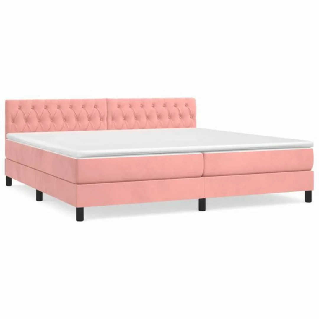 vidaXL Bettgestell Boxspringbett mit Matratze Rosa 200x200 cm Samt Bett Bet günstig online kaufen