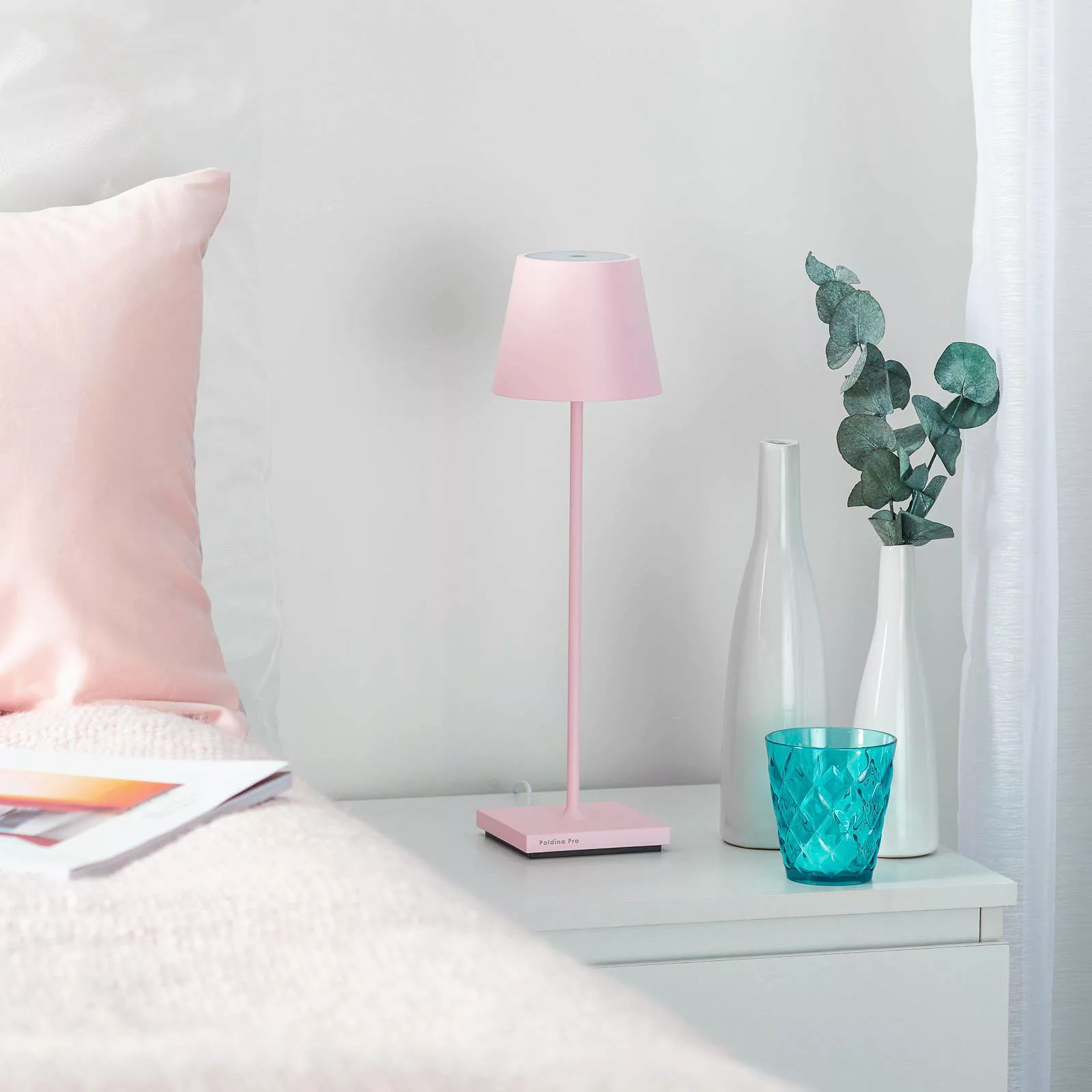 Zafferano Poldina LED-Tischlampe, Akku, matt, rosa günstig online kaufen