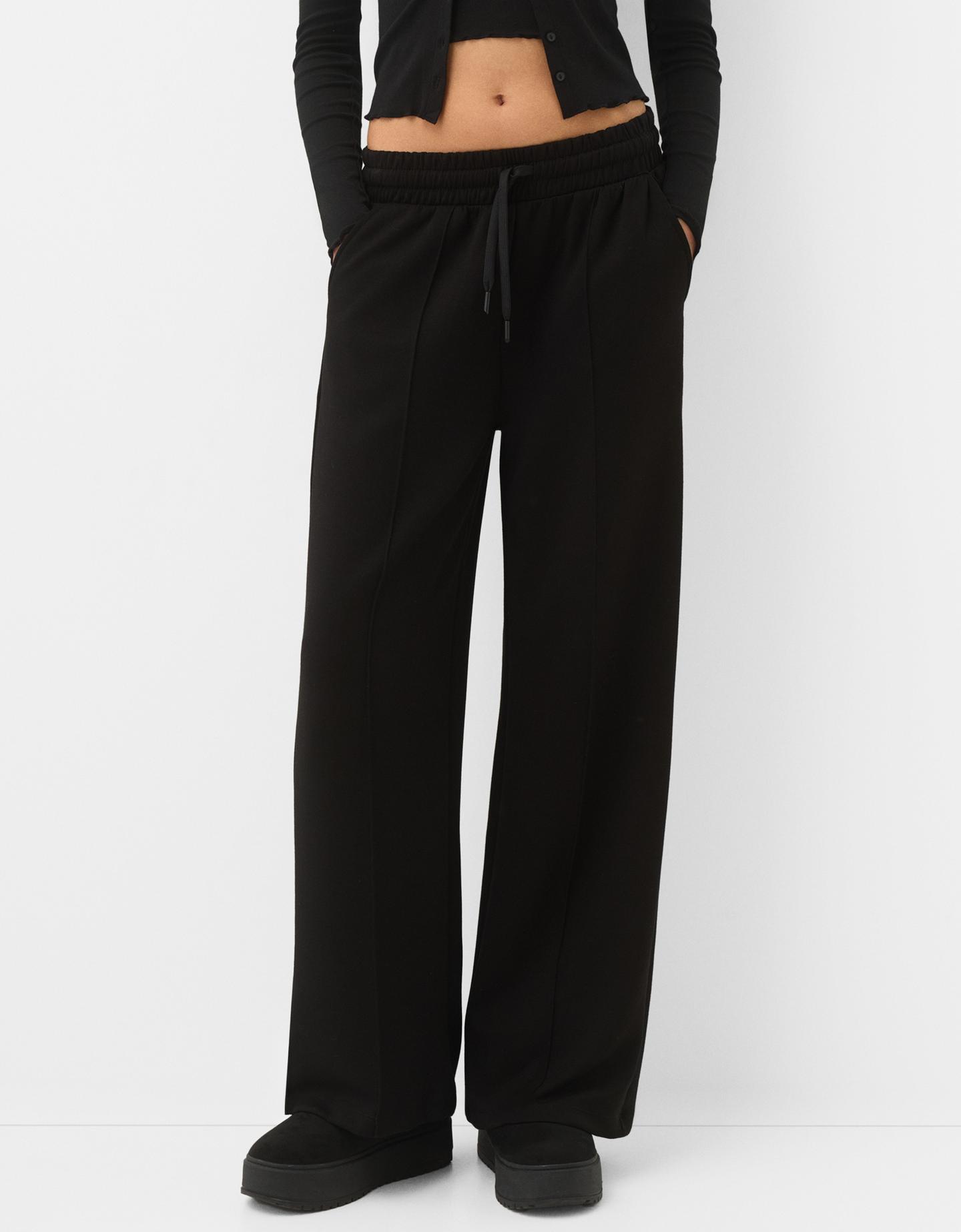 Bershka Soft-Wide-Leg-Hose Damen M Schwarz günstig online kaufen