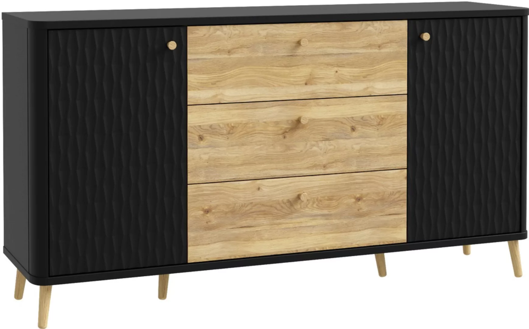 FORTE Sideboard "Fixsmile", modernes Sideboard, SoftClose, Echtholz Beine u günstig online kaufen