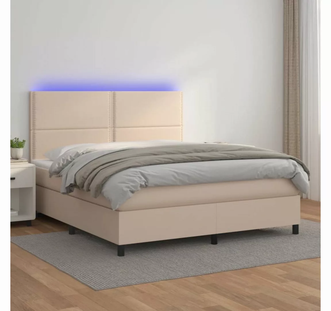 vidaXL Boxspringbett Boxspringbett mit Matratze & LED Kunstleder (160 x 200 günstig online kaufen